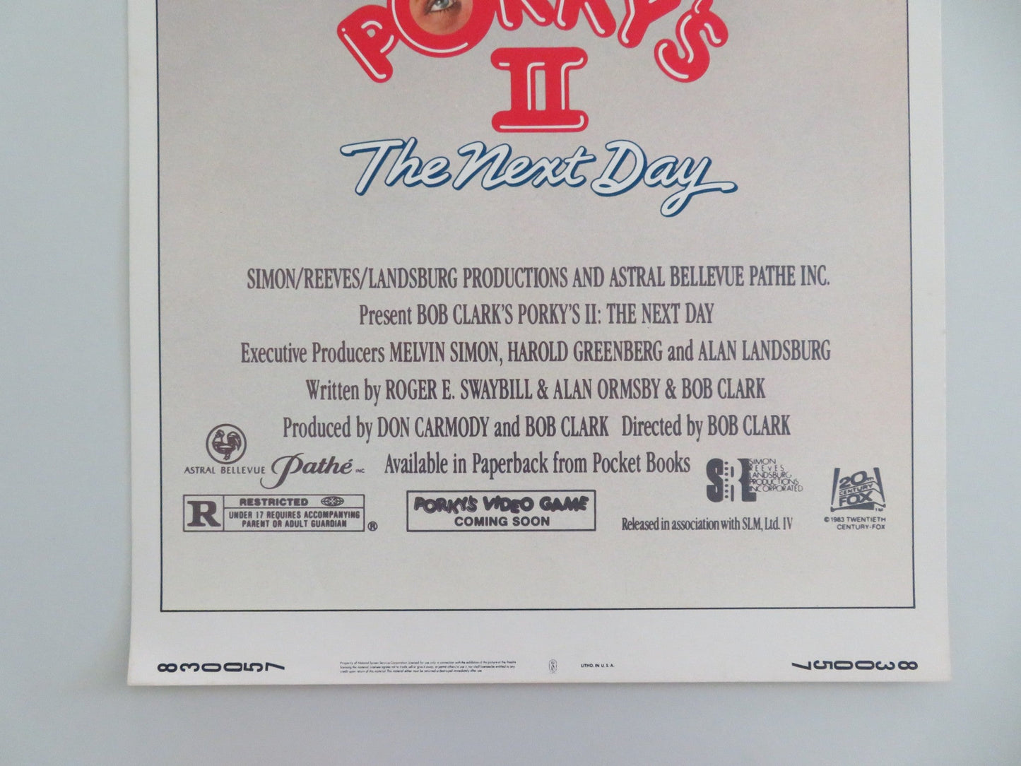PORKY'S II: THE NEXT DAY US INSERT POSTER DAN MONAHAN WYATT KNIGHT 1983 Movie posters