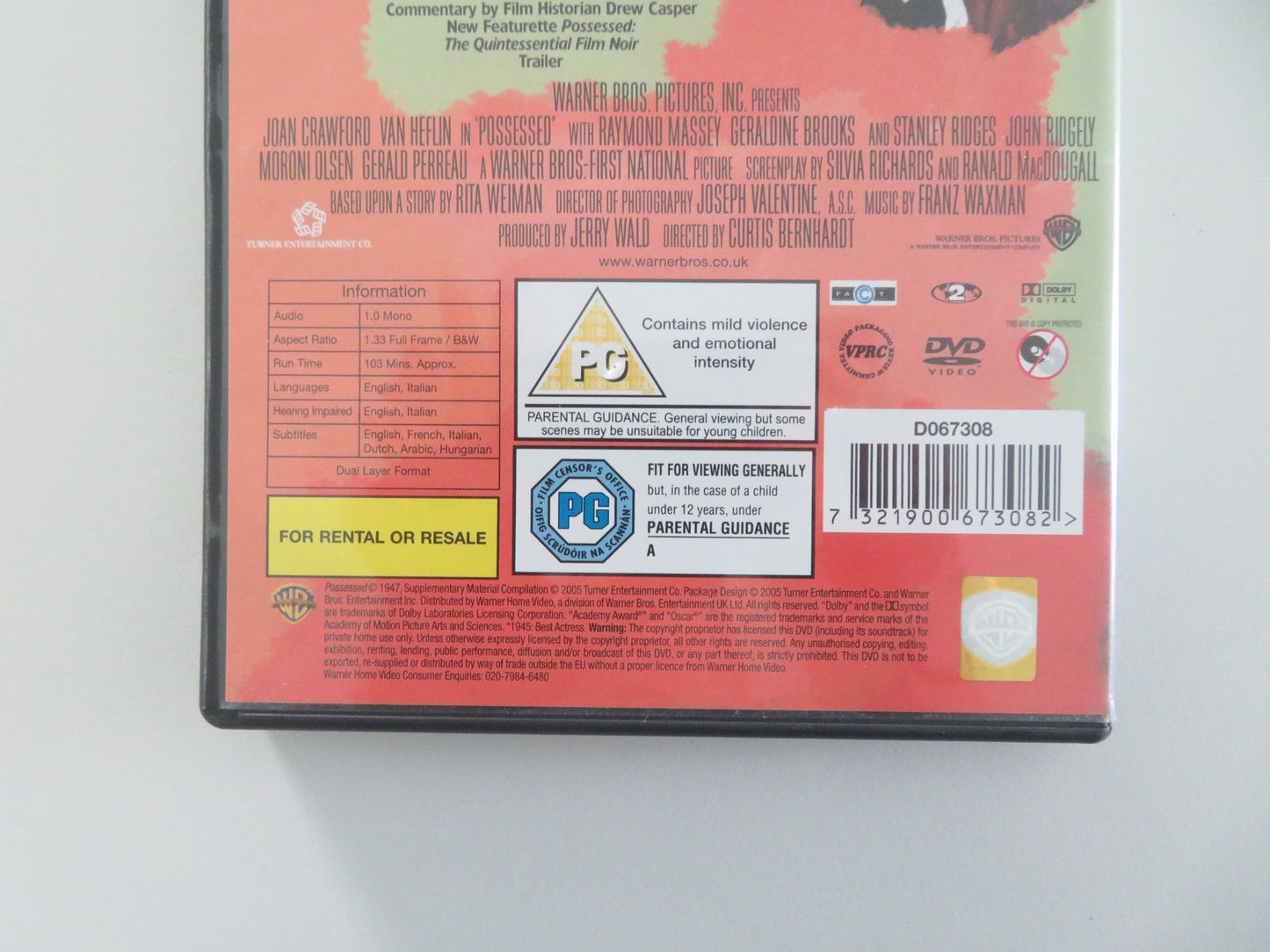 POSSESSED (DVD) JOAN CRAWFORD VAN HEFLIN 1947 REGION 2 Movie posters