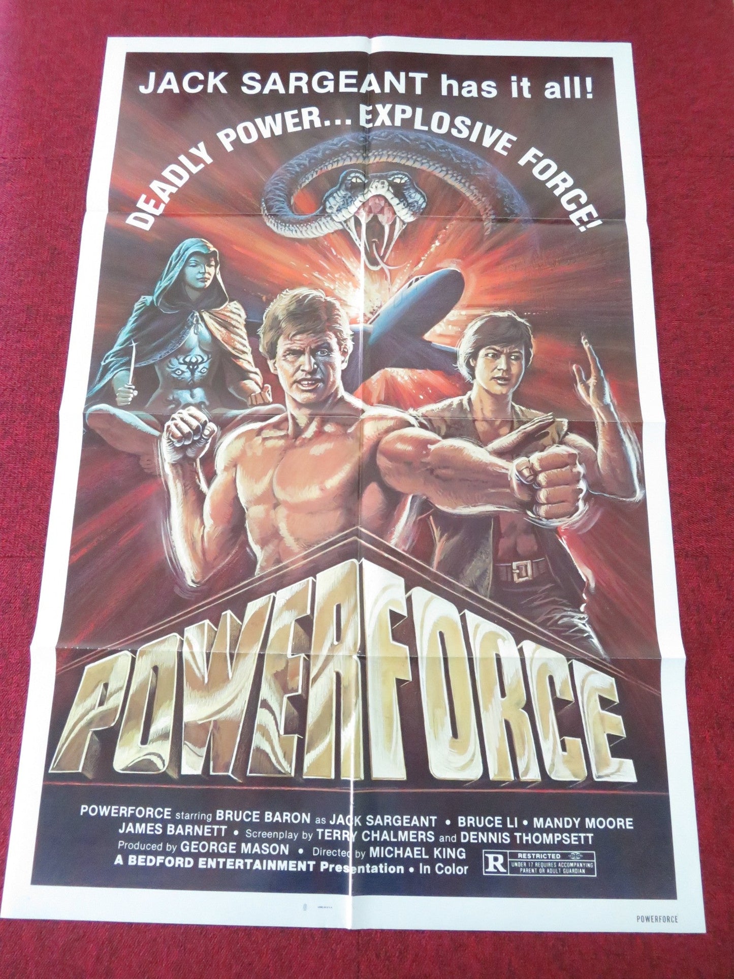POWERFORCE FOLDED US ONE SHEET POSTER BRUCE BARON BRUCE LI 1982 Movie posters
