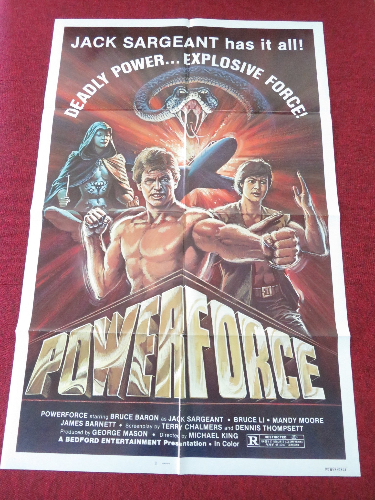 POWERFORCE FOLDED US ONE SHEET POSTER BRUCE BARON BRUCE LI 1982 Movie posters
