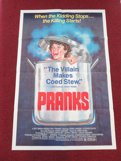 Pranks Folded US One Sheet Poster Laurie Lapinski Stephen Sachs 1982 Movie posters