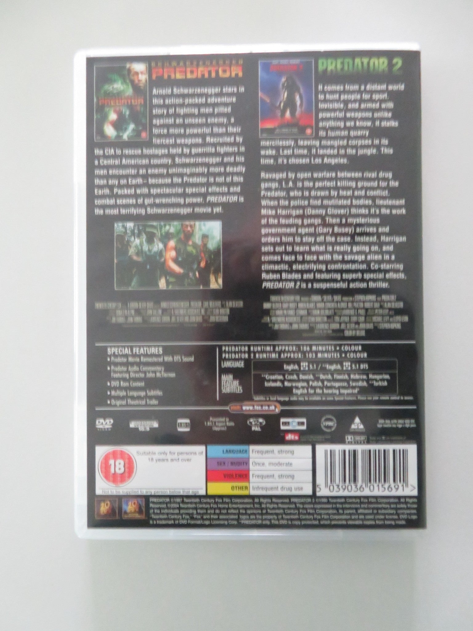 Predator + Predator 2 - two films two discs (DVD) Schwarznegger 1987 Region 2 Movie posters
