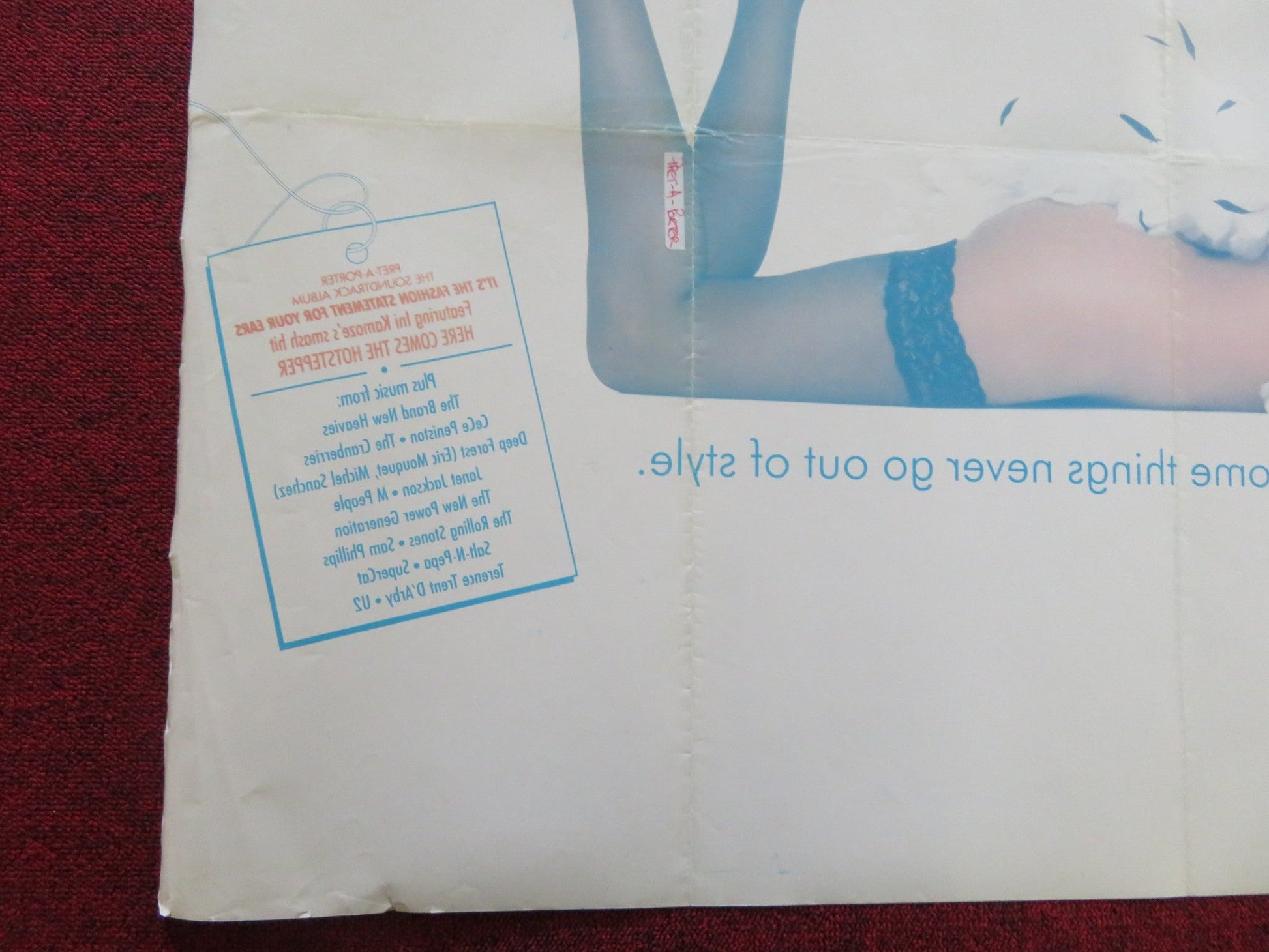 PRET - A - PORTER UK QUAD ROLLED POSTER SOPHIE LOREN KIM BASINGER 1994 Rendezvous Cinema Movie posters