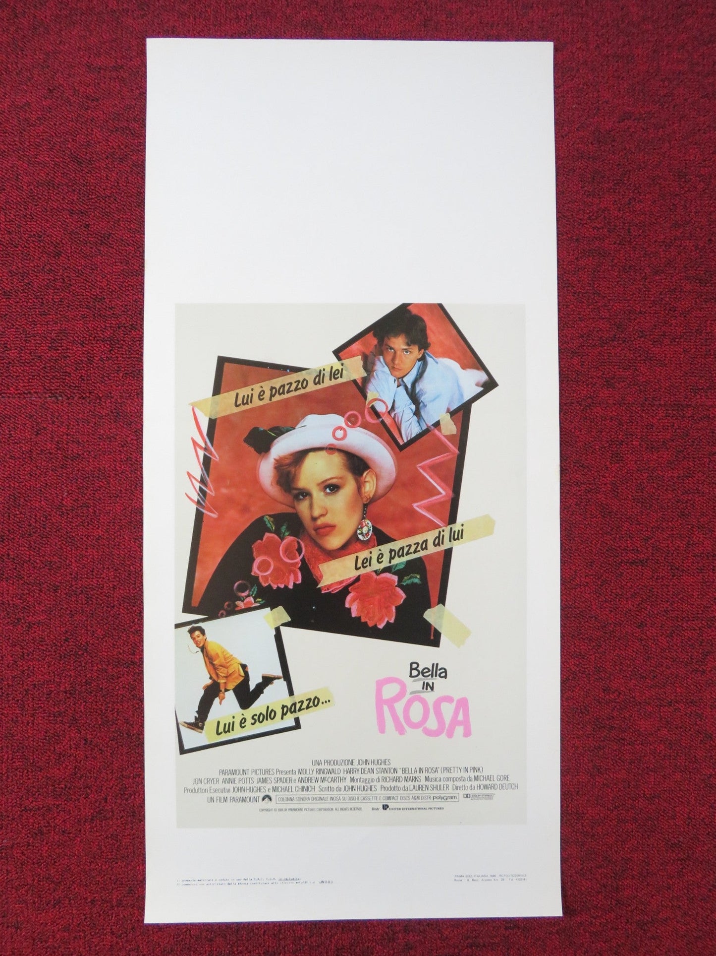 PRETTY IN PINK ITALIAN LOCANDINA POSTER MOLLY RINGWALD ANDREW MCCARTHY 1986 Rendezvous Cinema Movie posters