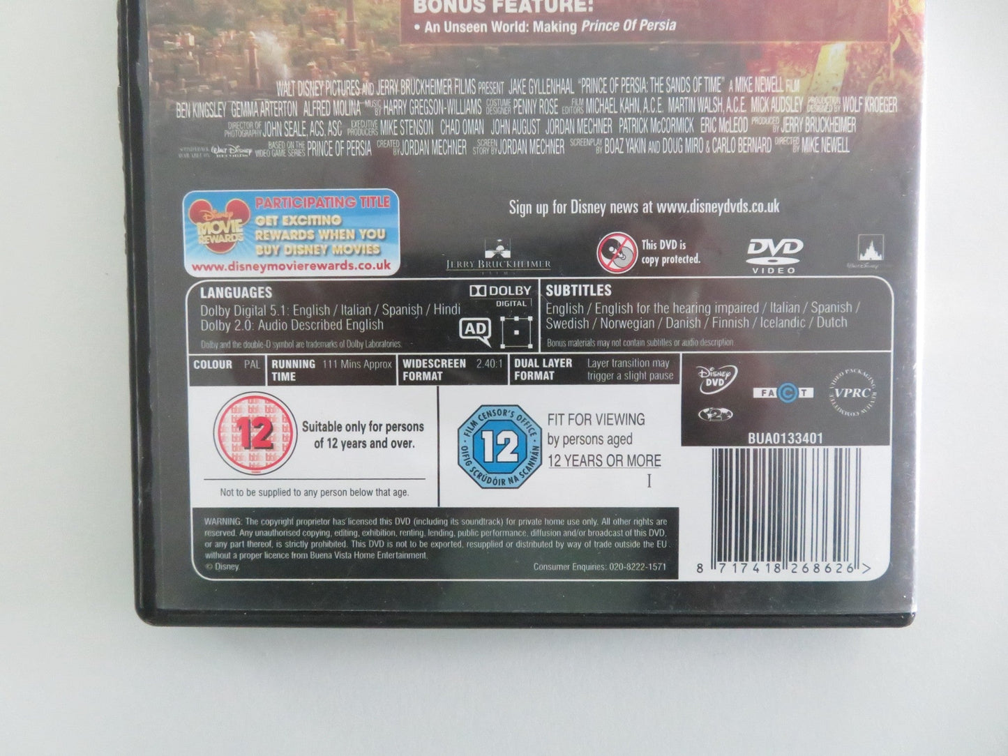 PRINCE OF PERSIA: THE SANDS OF TIME (DVD) DISNEY JAKE GYLLENHAAL 2010 REGION 2 Movie posters