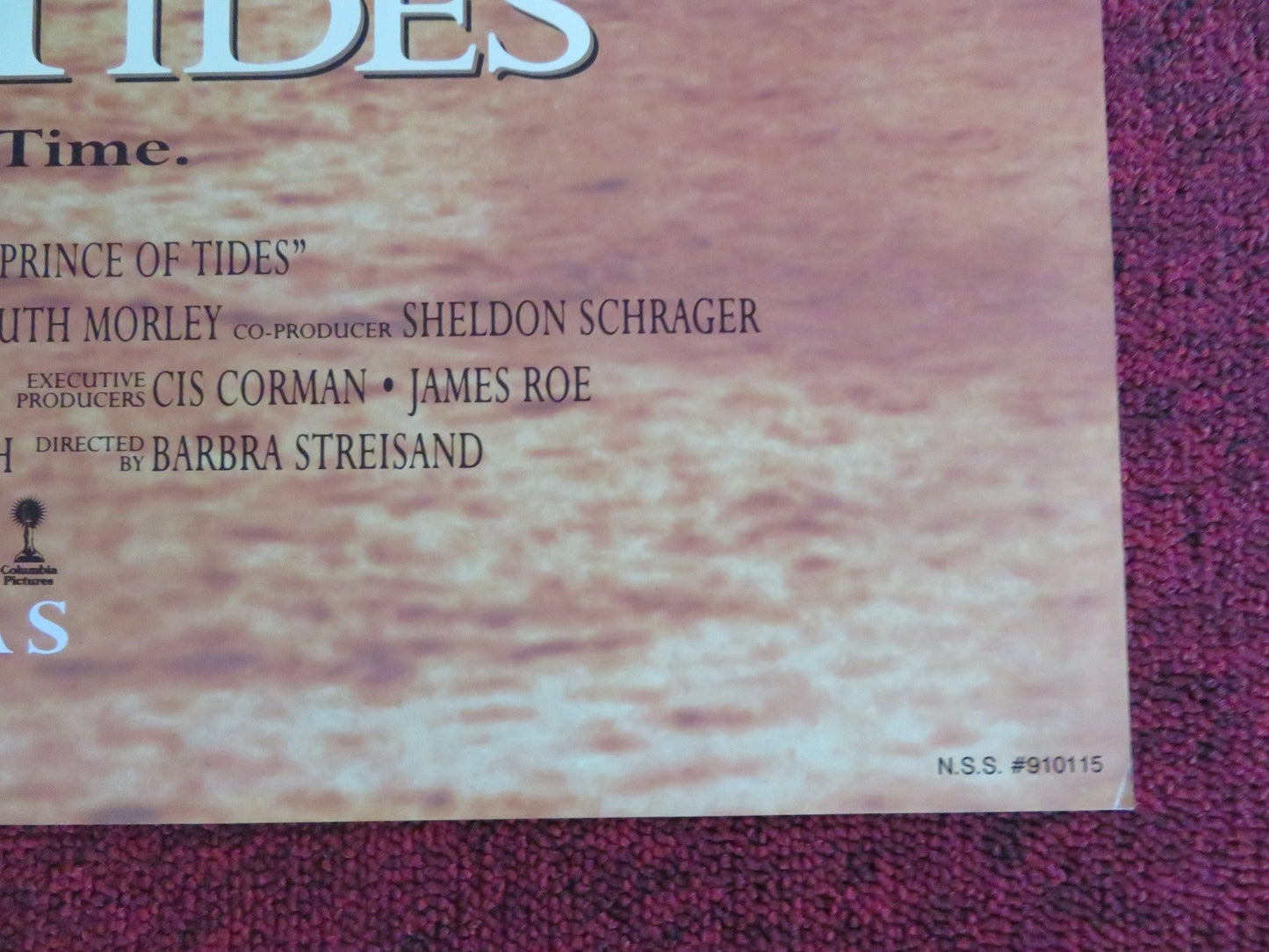 PRINCE OF TIDES - B FOLDED US ONE SHEET POSTER NICK NOLTE BARBRA STREISAND 1991 Rendezvous Cinema Movie posters