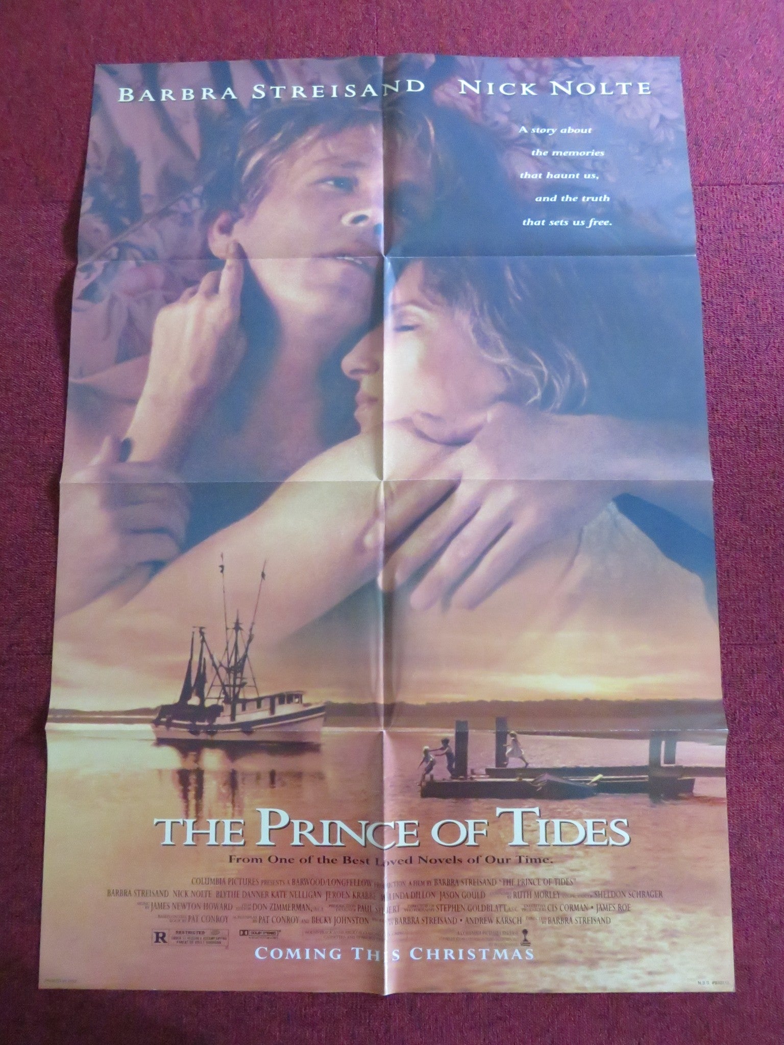 PRINCE OF TIDES - B FOLDED US ONE SHEET POSTER NICK NOLTE BARBRA STREISAND 1991 Rendezvous Cinema Movie posters
