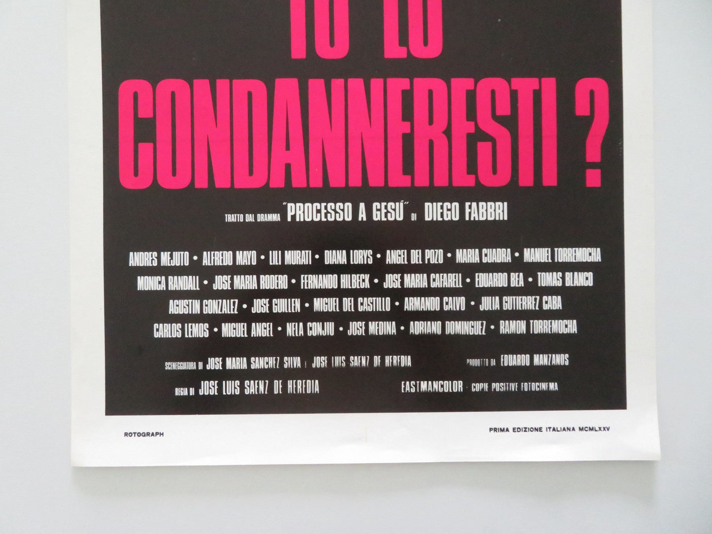 PROCESO A JESUS ITALIAN LOCANDINA POSTER ANDRES MEJUTO ALFREDO MAYO 1975 Movie posters