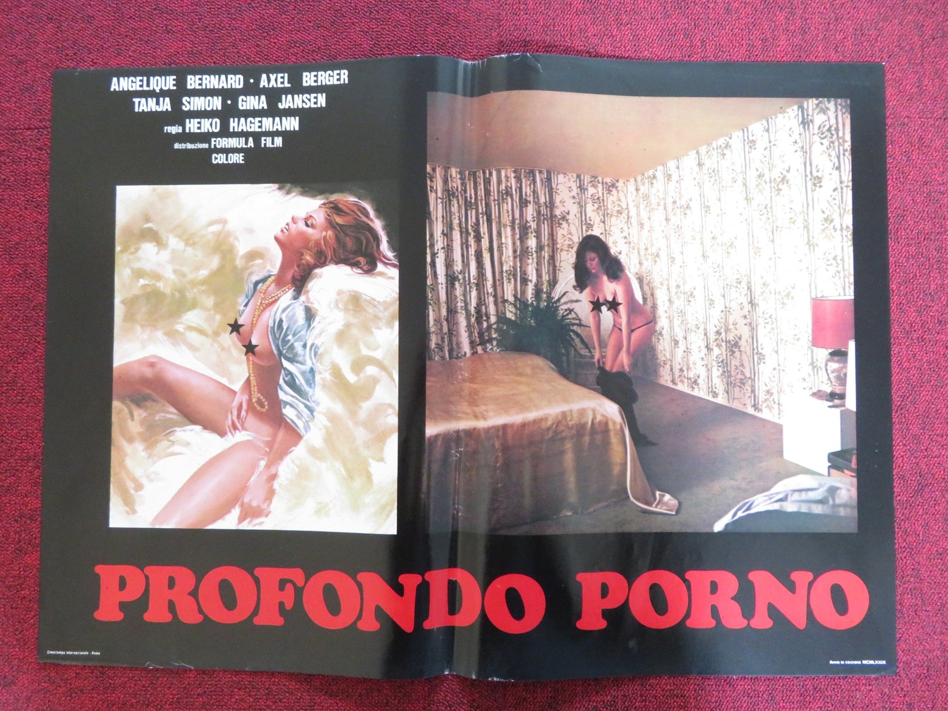 PROFONDO PORNO - A ITALIAN FOTOBUSTA POSTER ANGELIQUE BERNARD AXEL BERGER 1977 Rendezvous Cinema Movie posters