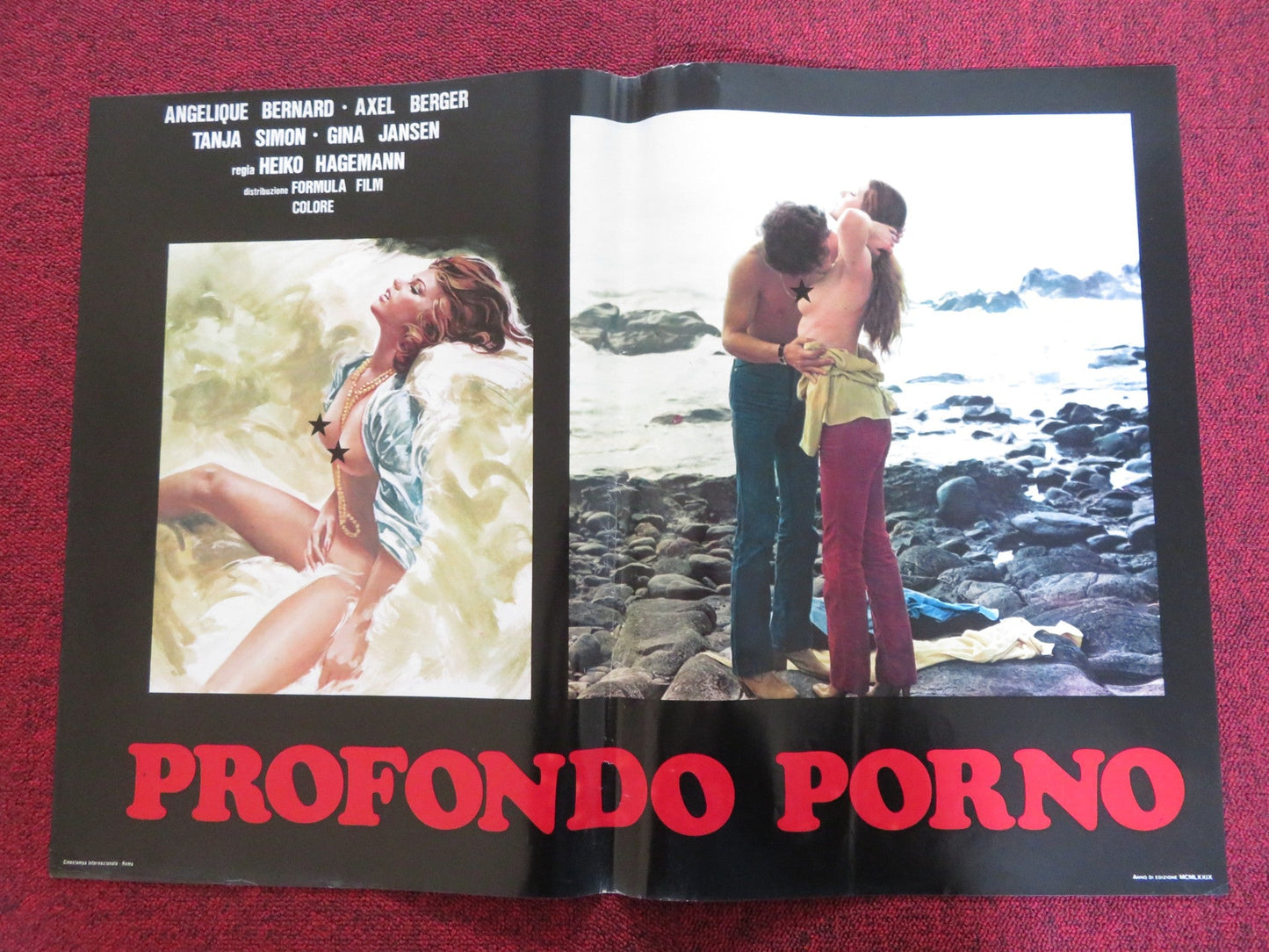 PROFONDO PORNO - F ITALIAN FOTOBUSTA POSTER ANGELIQUE BERNARD AXEL BERGER 1977 Rendezvous Cinema Movie posters