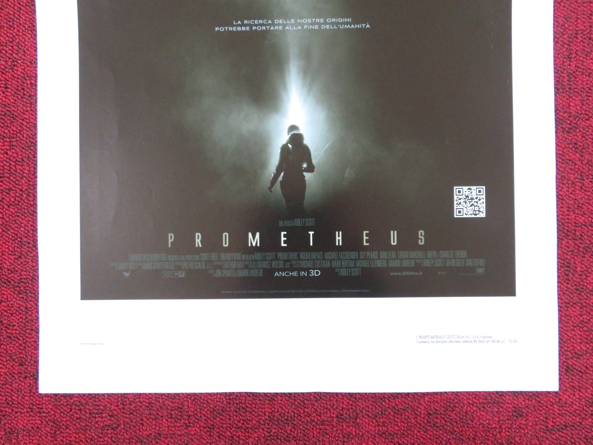 PROMETHEUS ITALIAN LOCANDINA POSTER MICHAEL FASSBENDER NOOMI RAPACE 2012 Rendezvous Cinema Movie posters