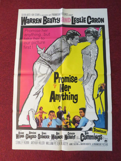 PROMISE HER ANYTHING FOLDED US ONE SHEET POSTER WARREN BEATTY LESLIE CARON 1965 Rendezvous Cinema Movie posters
