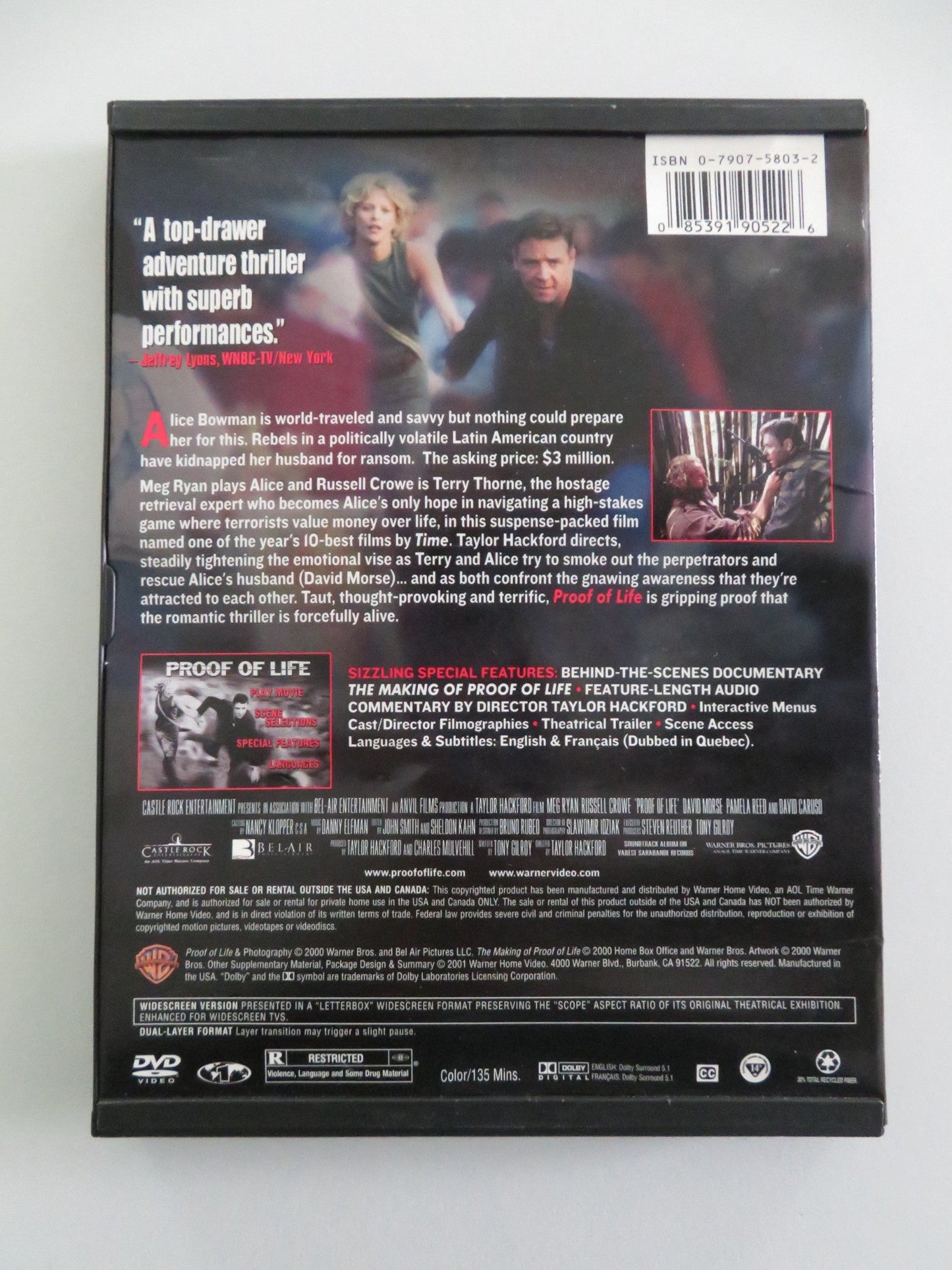 Proof of Life (DVD) Meg Ryan Russell Crowe 2000 Region 1 Movie posters