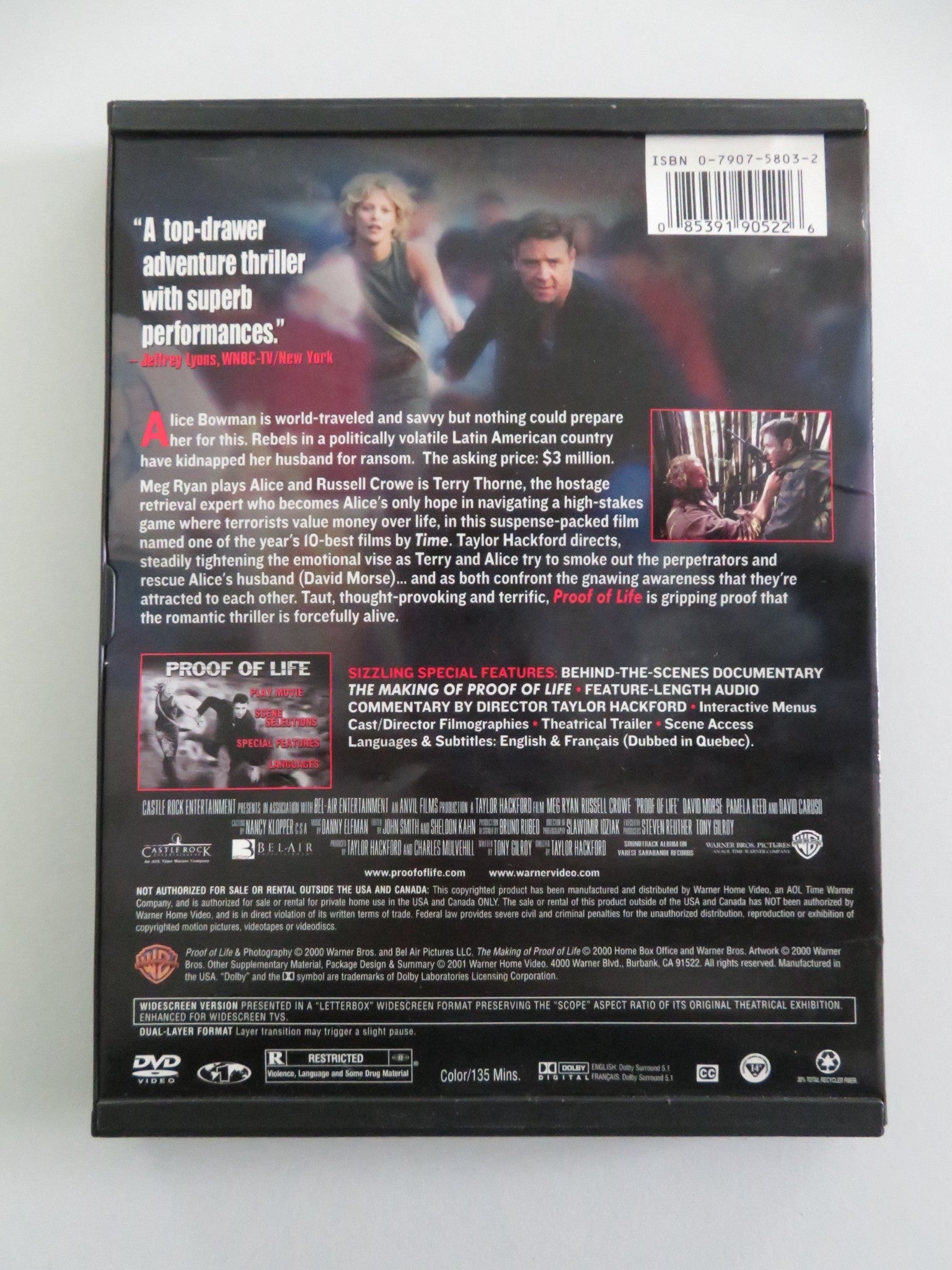 Proof of Life (DVD) Meg Ryan Russell Crowe 2000 Region 1 Movie posters