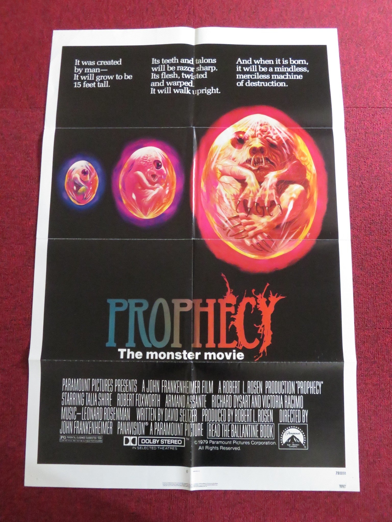 PROPHECY - B FOLDED US ONE SHEET POSTER TALIA SHIRE ROBERT FOXWORTH 1979 Rendezvous Cinema Movie posters