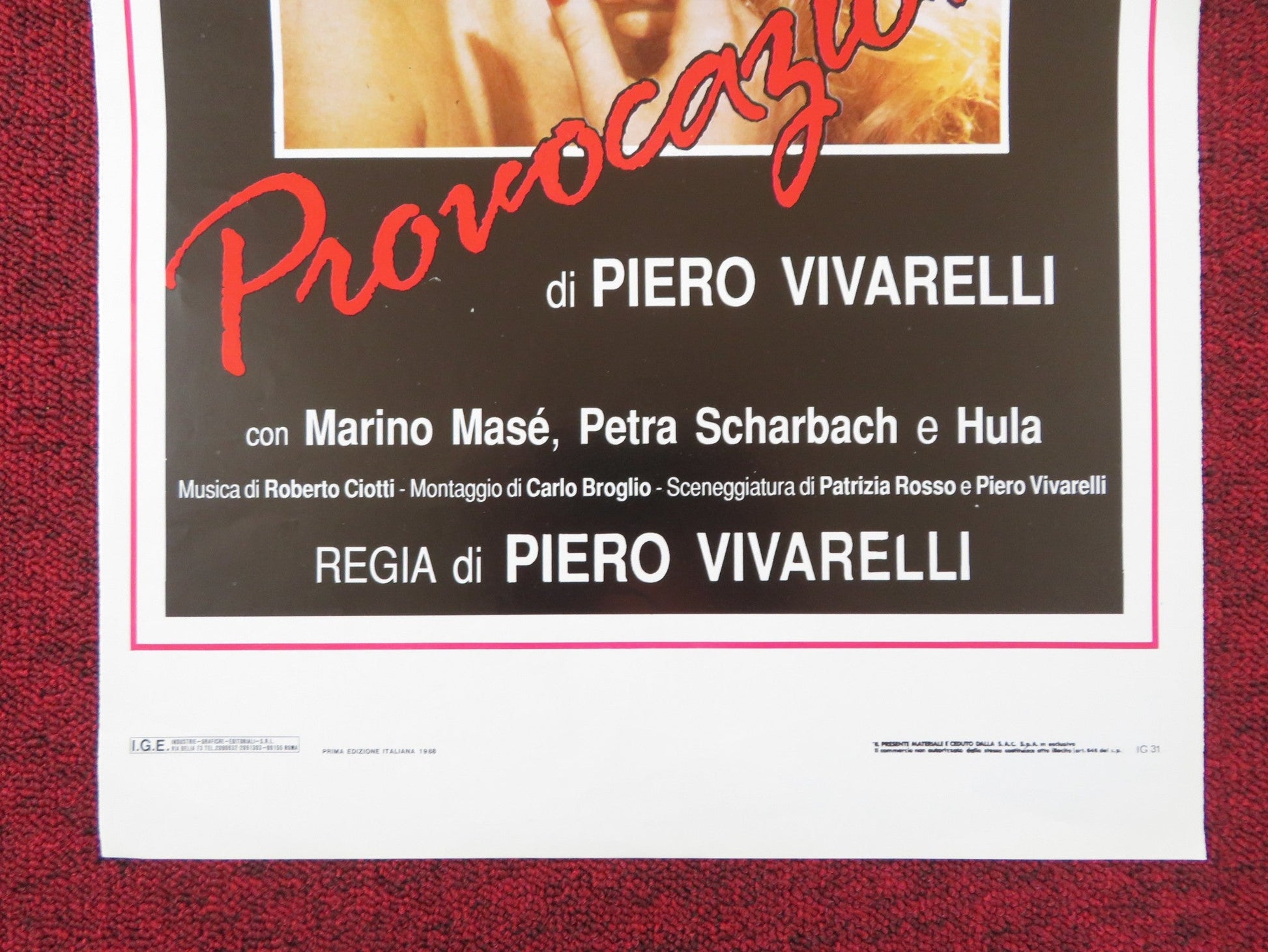 PROVOCAZIONE ITALIAN LOCANDINA POSTER MOANA POZZI MARINO MASE 1988 Rendezvous Cinema Movie posters