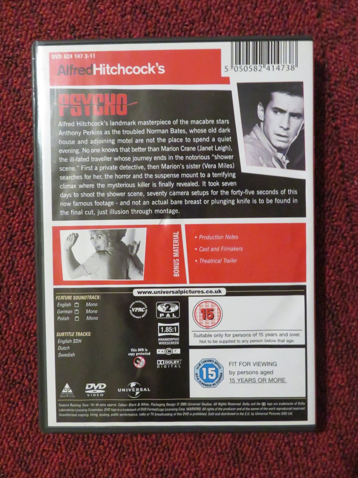 PSYCHO (DVD) ANTHONY PERKINS VERA MILES 1960 REGION 2 Rendezvous Cinema Movie posters