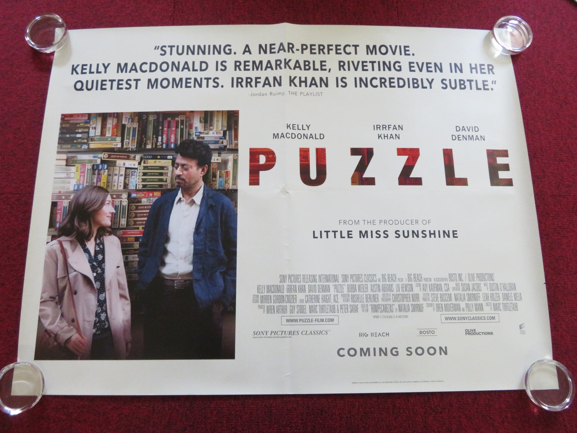 PUZZLE UK QUAD ROLLED POSTER KELLY MACDONALD DAVID DENMAN 2018 Rendezvous Cinema Movie posters