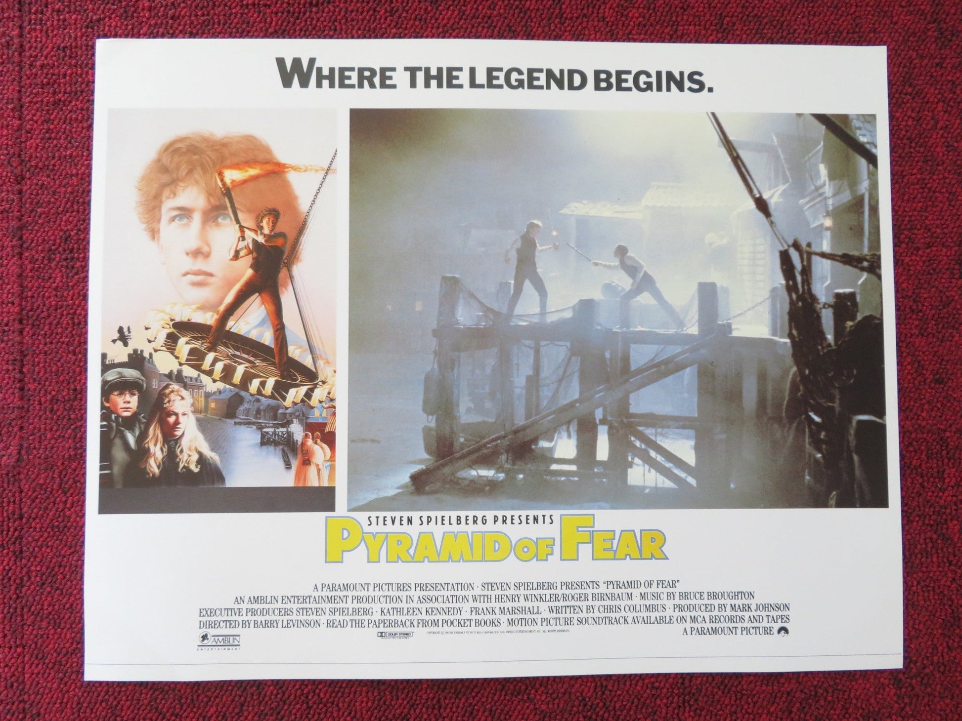 PYRAMID OF FEAR/ YOUNG SHERLOCK HOLMES US LOBBY CARD FULL SET NICHOLAS ROWE 1985 Rendezvous Cinema Movie posters