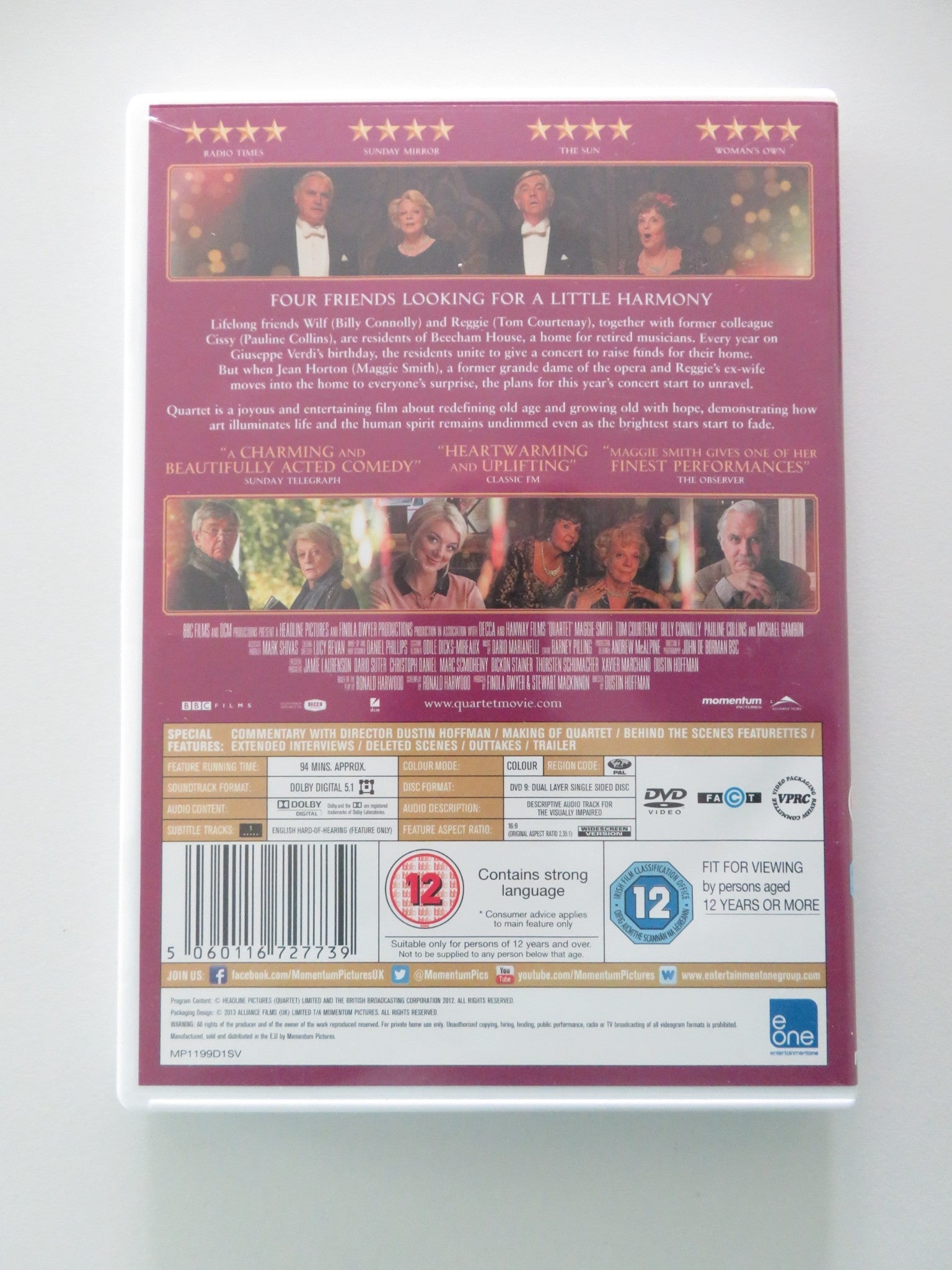 Quartet (DVD) Maggie Smith Michael Gambon 2012 Region 2 Movie posters