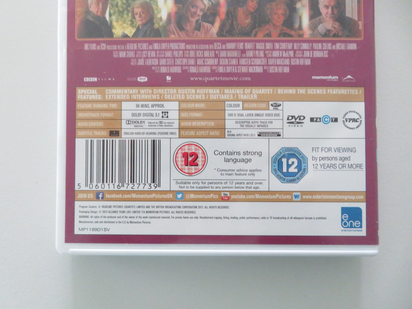 Quartet (DVD) Maggie Smith Michael Gambon 2012 Region 2 Movie posters