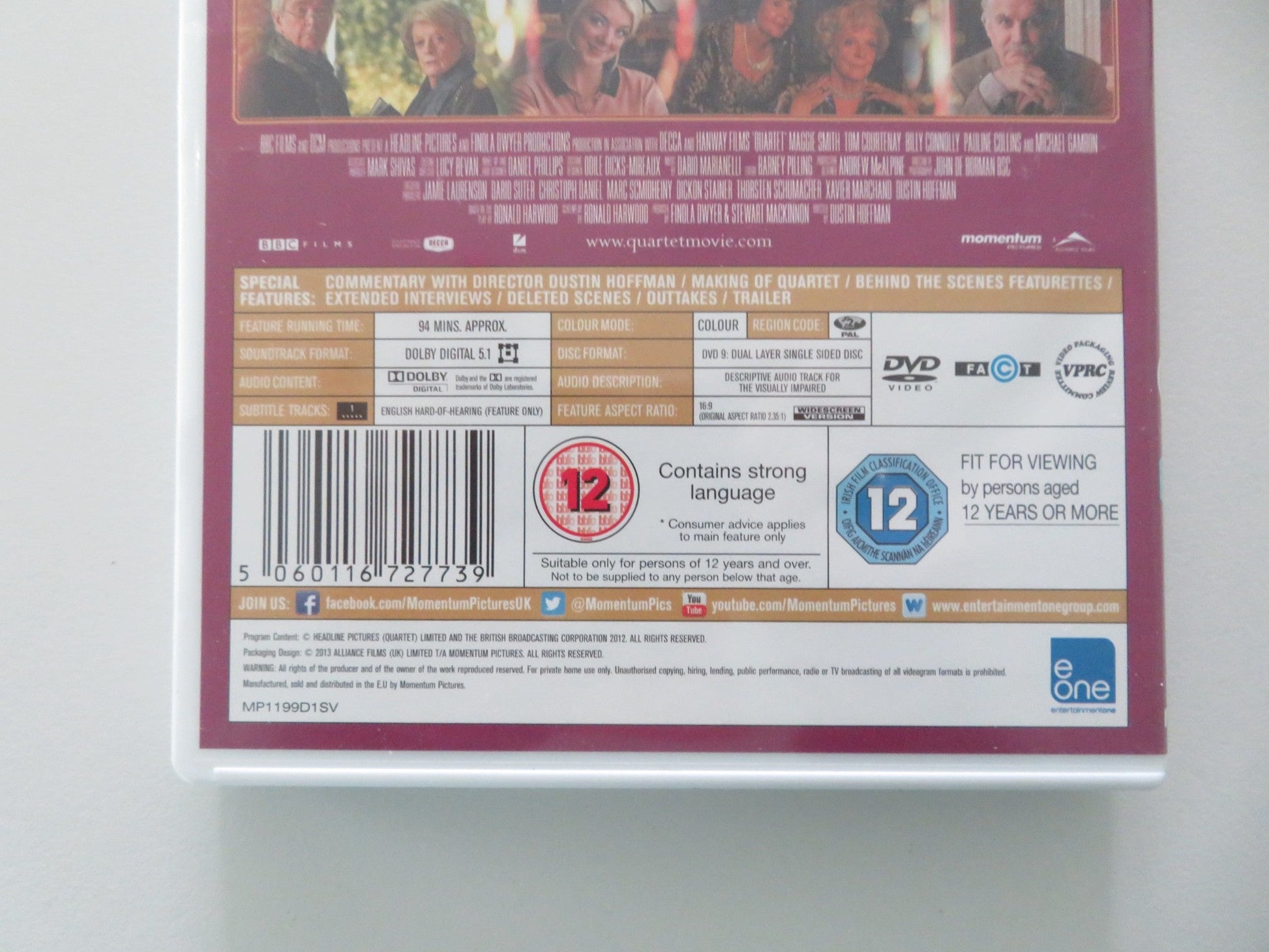 Quartet (DVD) Maggie Smith Michael Gambon 2012 Region 2 Movie posters