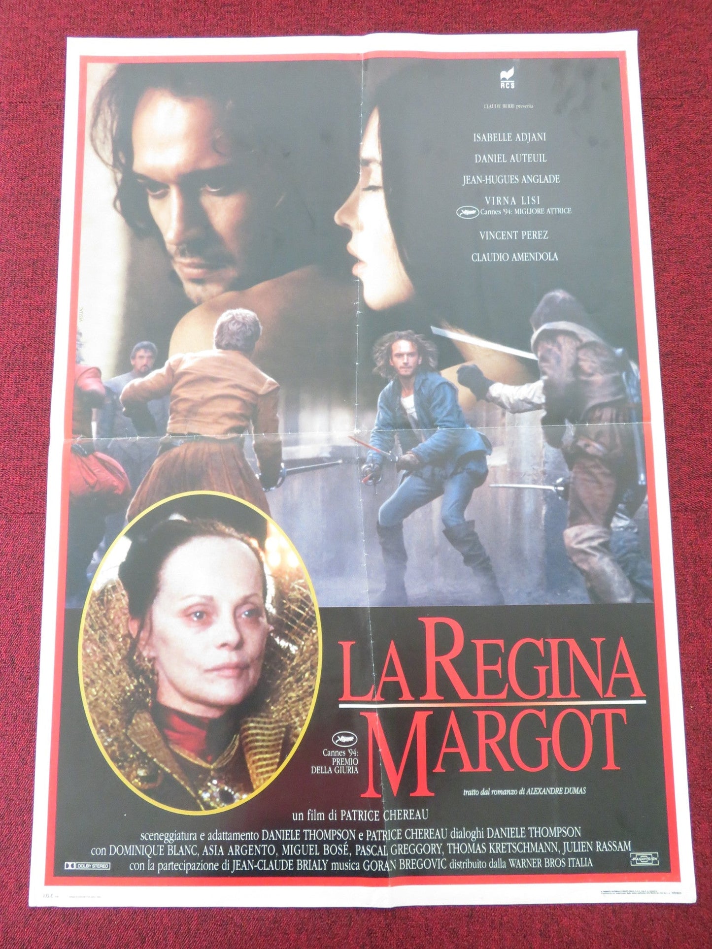 QUEEN MARGOT ITALIAN FOGLIO POSTER ISABELLE ADJANI DANIEL AUTEUIL 1994 Movie posters
