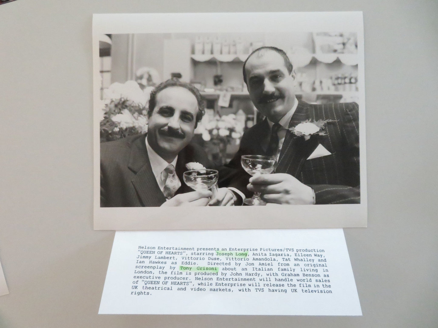 QUEEN OF HEARTS - A MOVIE STILL PHOTO LOT OF 9 VITTORIO DUSE JOSEPH LONG 1989 Movie posters