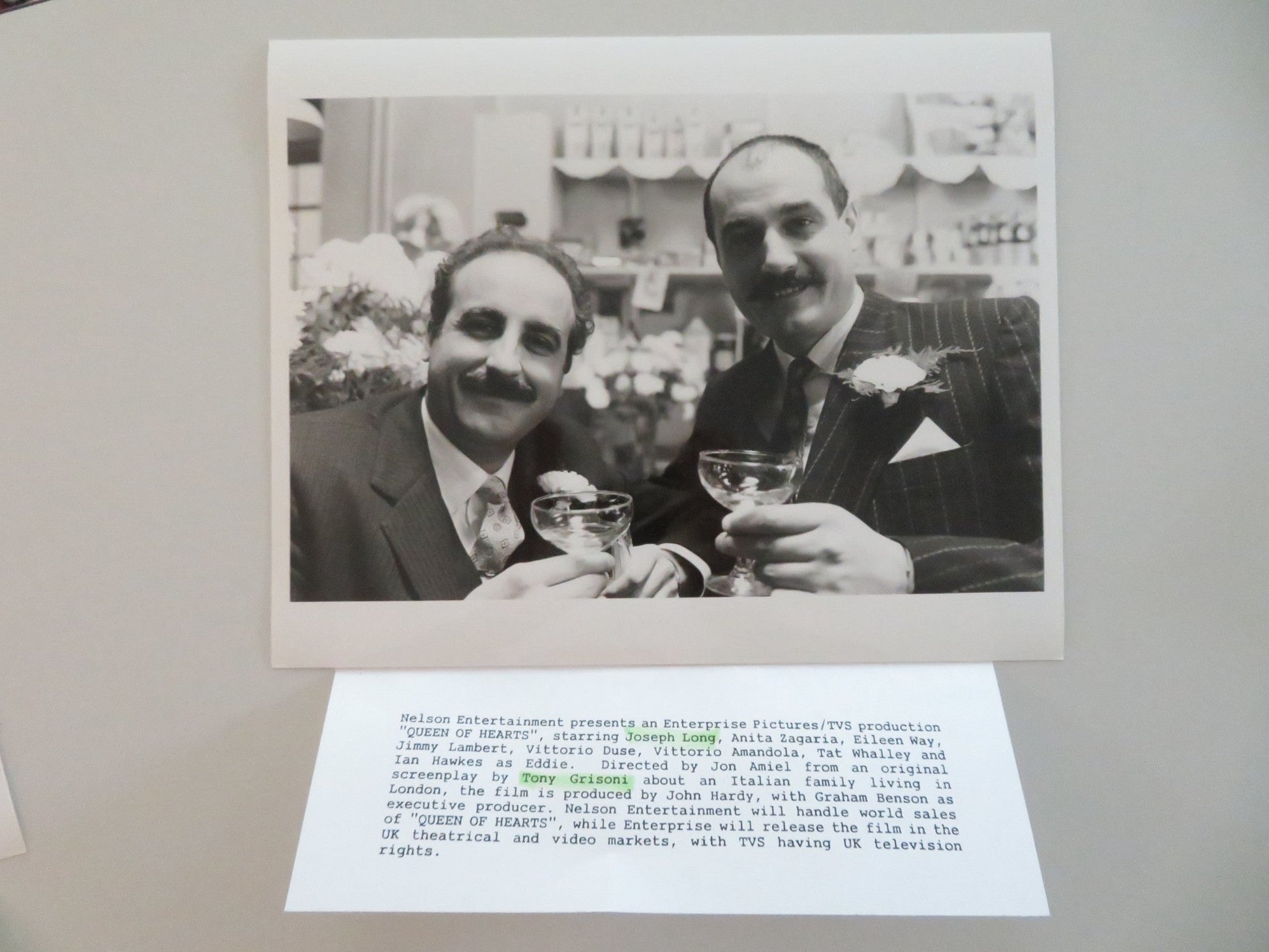 QUEEN OF HEARTS - A MOVIE STILL PHOTO LOT OF 9 VITTORIO DUSE JOSEPH LONG 1989 Movie posters