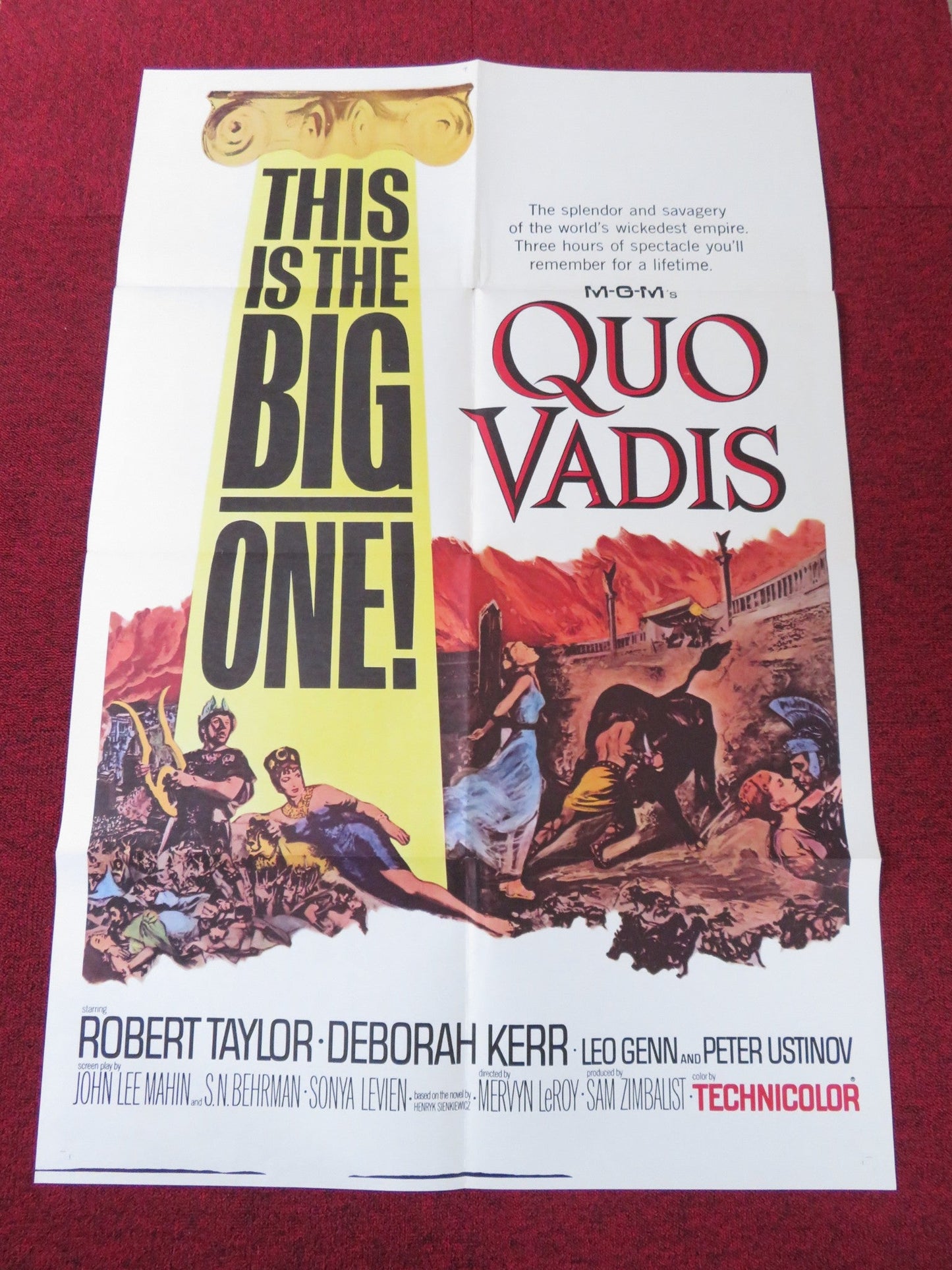 QUO VADIS FOLDED US ONE SHEET POSTER ROBERT TAYLOR DEBORAH KERR R1964 Rendezvous Cinema Movie posters
