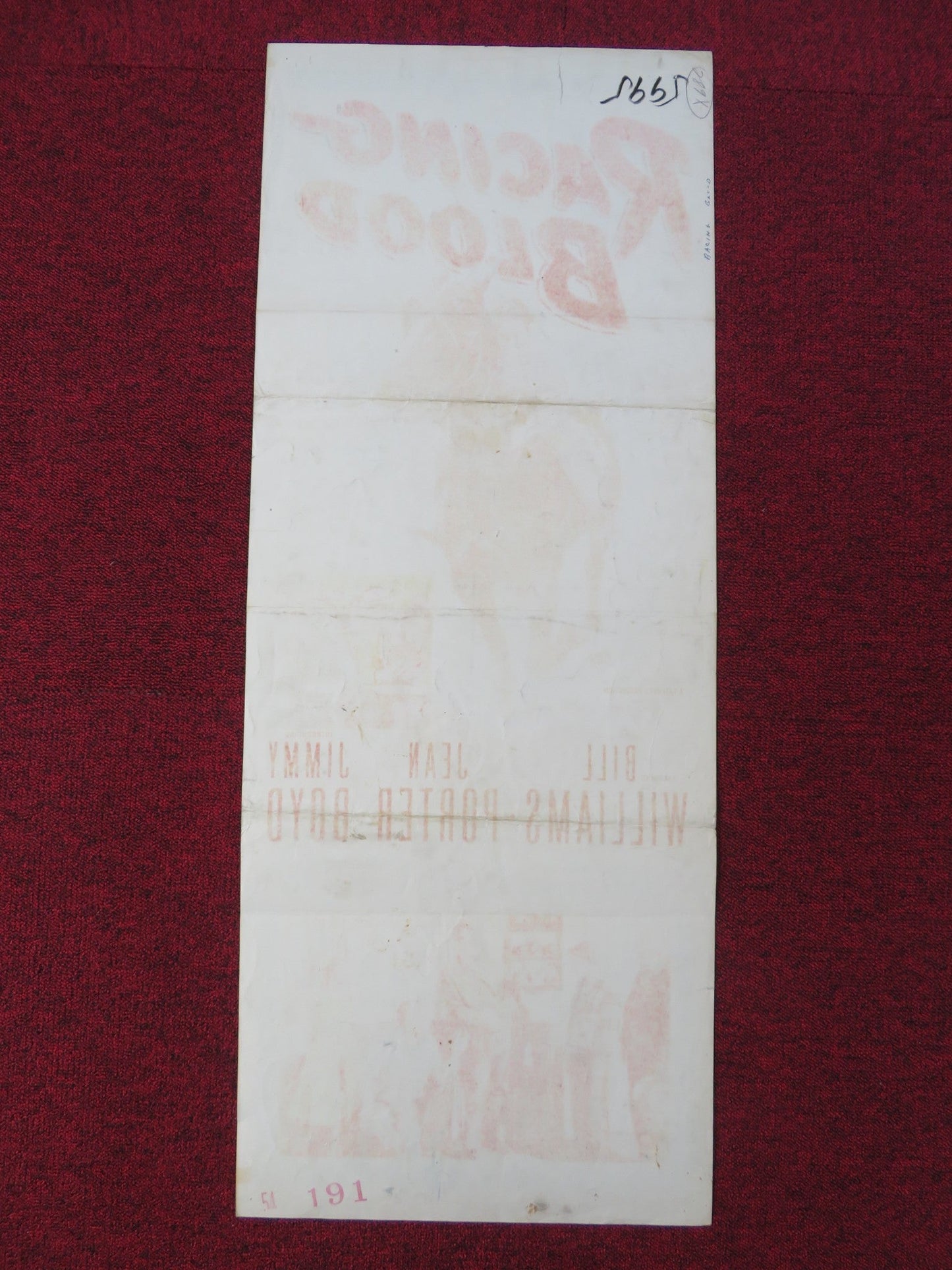 RACING BLOOD US INSERT POSTER BILL WILLIAMS JEAN PORTER 1954 Rendezvous Cinema Movie posters