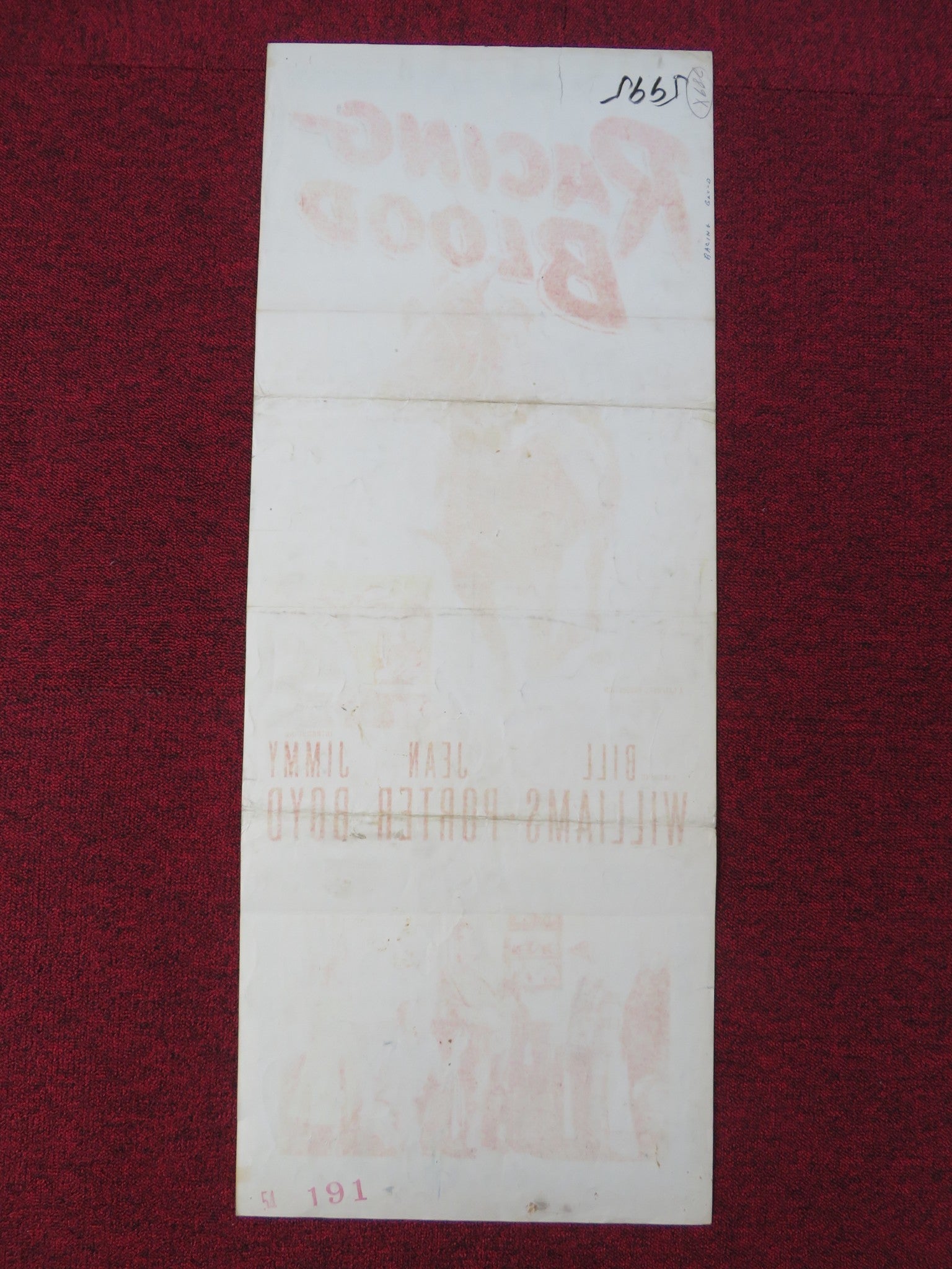 RACING BLOOD US INSERT POSTER BILL WILLIAMS JEAN PORTER 1954 Rendezvous Cinema Movie posters