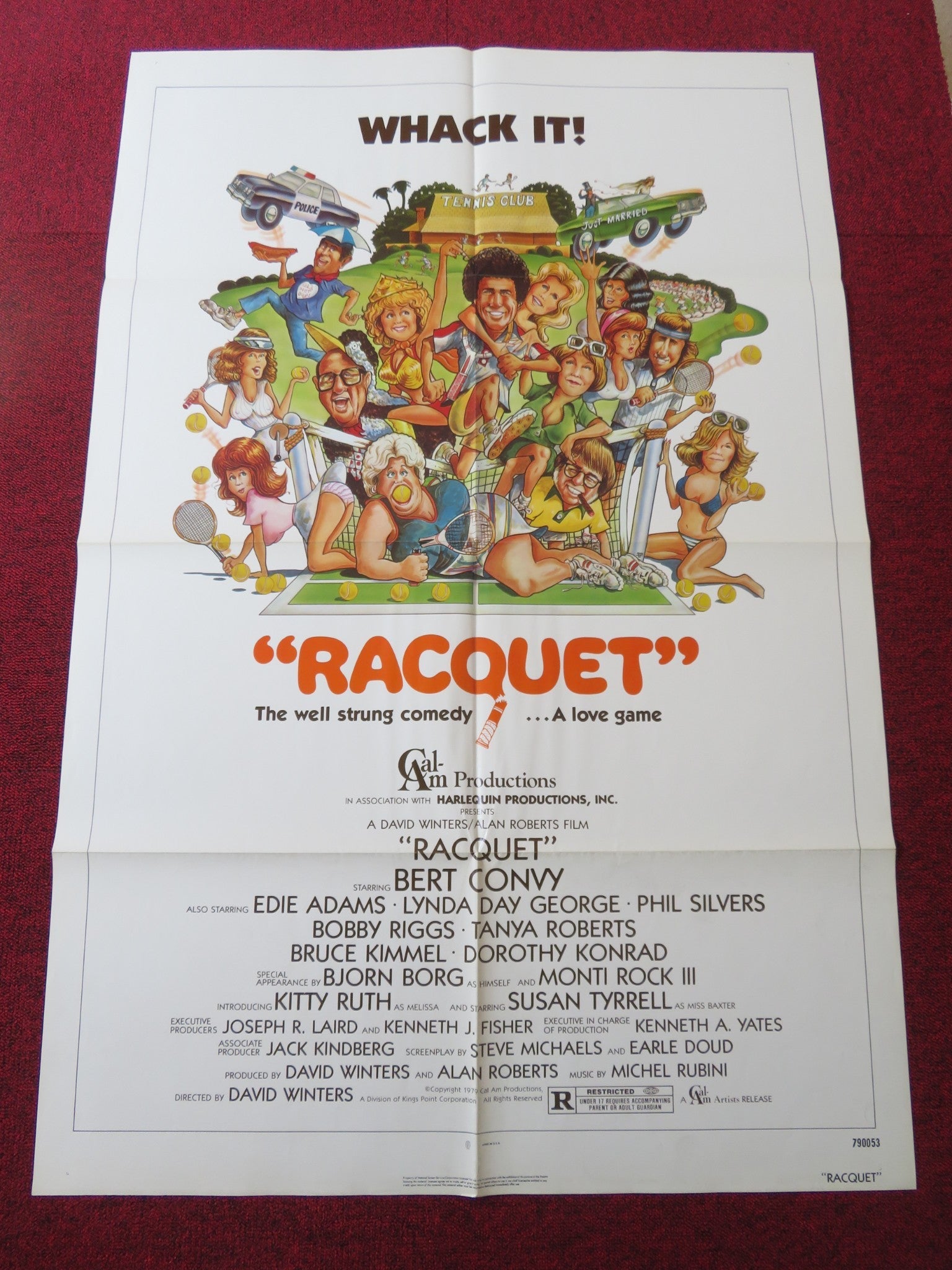 RACQUET FOLDED US ONE SHEET POSTER BERT CONVY EDIE ADAMS 1979 Rendezvous Cinema Movie posters