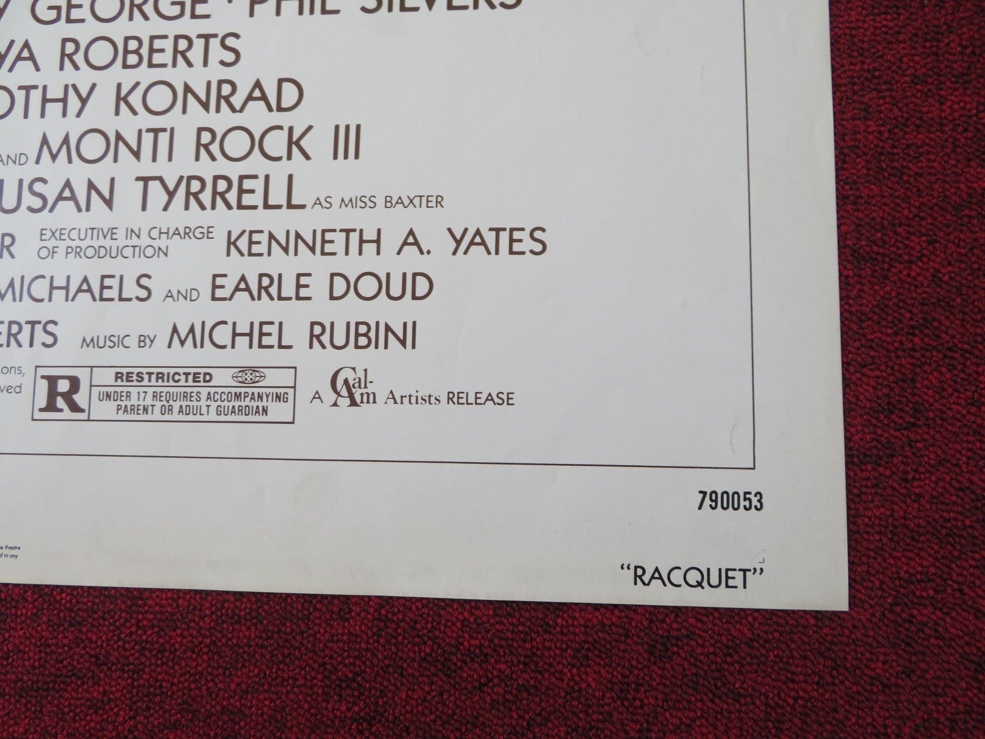 RACQUET FOLDED US ONE SHEET POSTER BERT CONVY EDIE ADAMS 1979 Rendezvous Cinema Movie posters