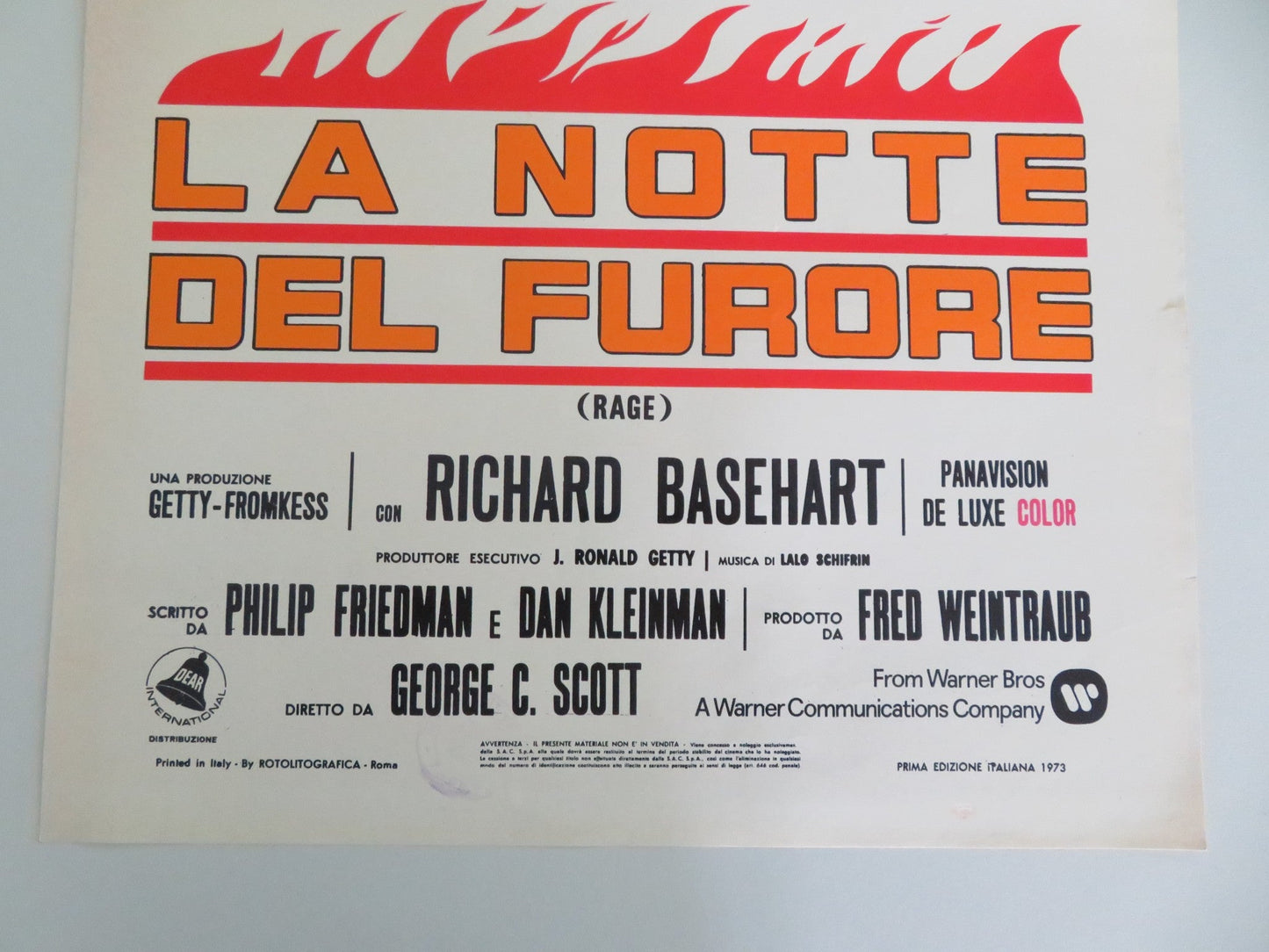 RAGE ITALIAN LOCANDINA POSTER MARTIN SHEEN GEORGE C. SCOTT 1973 Movie posters