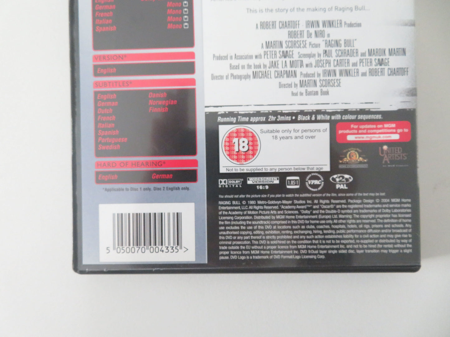 Raging Bull - Special Edition (DVD) Robert De Niro Joe Pesci 1980 Region 2 Movie posters