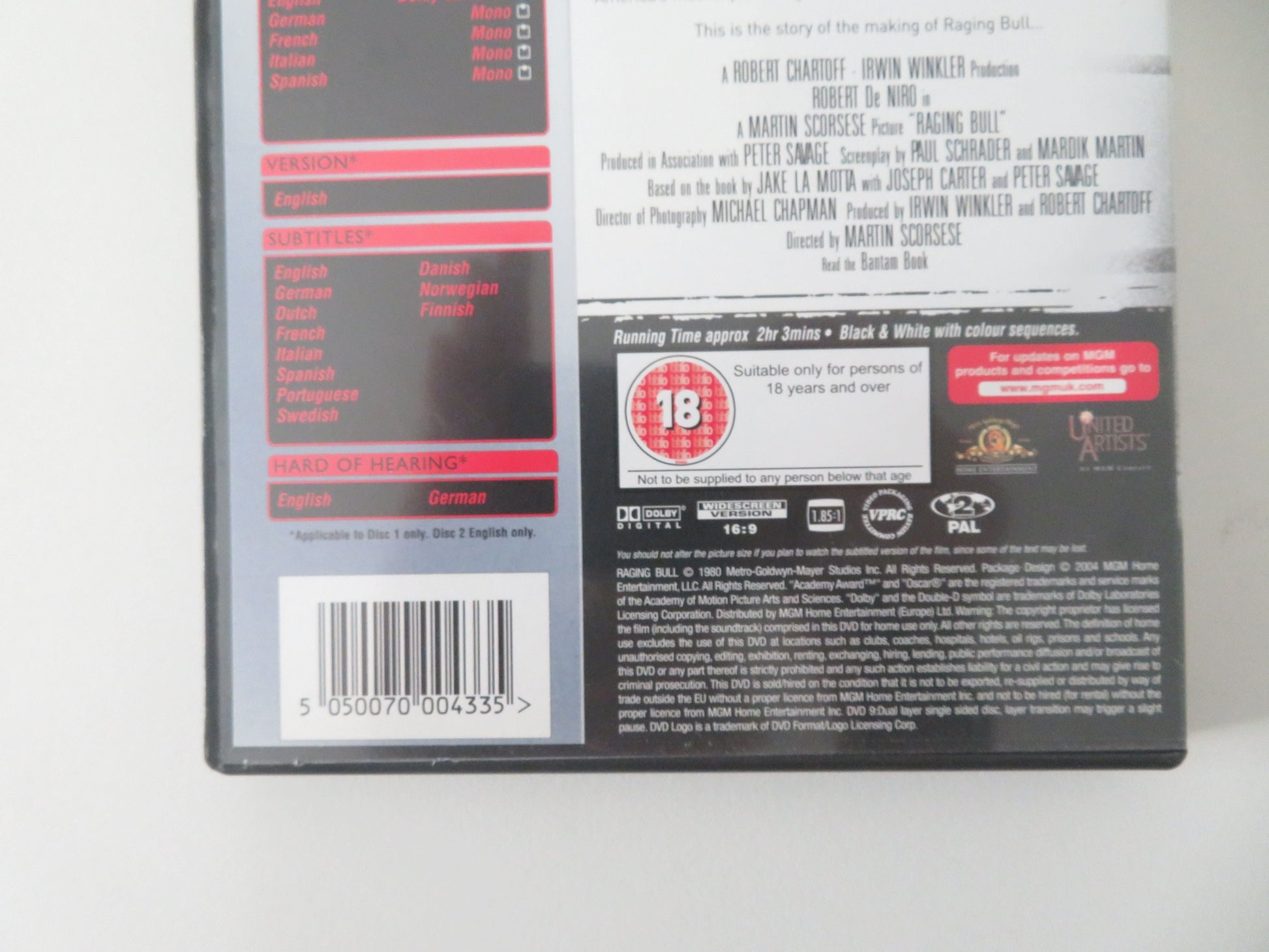 Raging Bull - Special Edition (DVD) Robert De Niro Joe Pesci 1980 Region 2 Movie posters