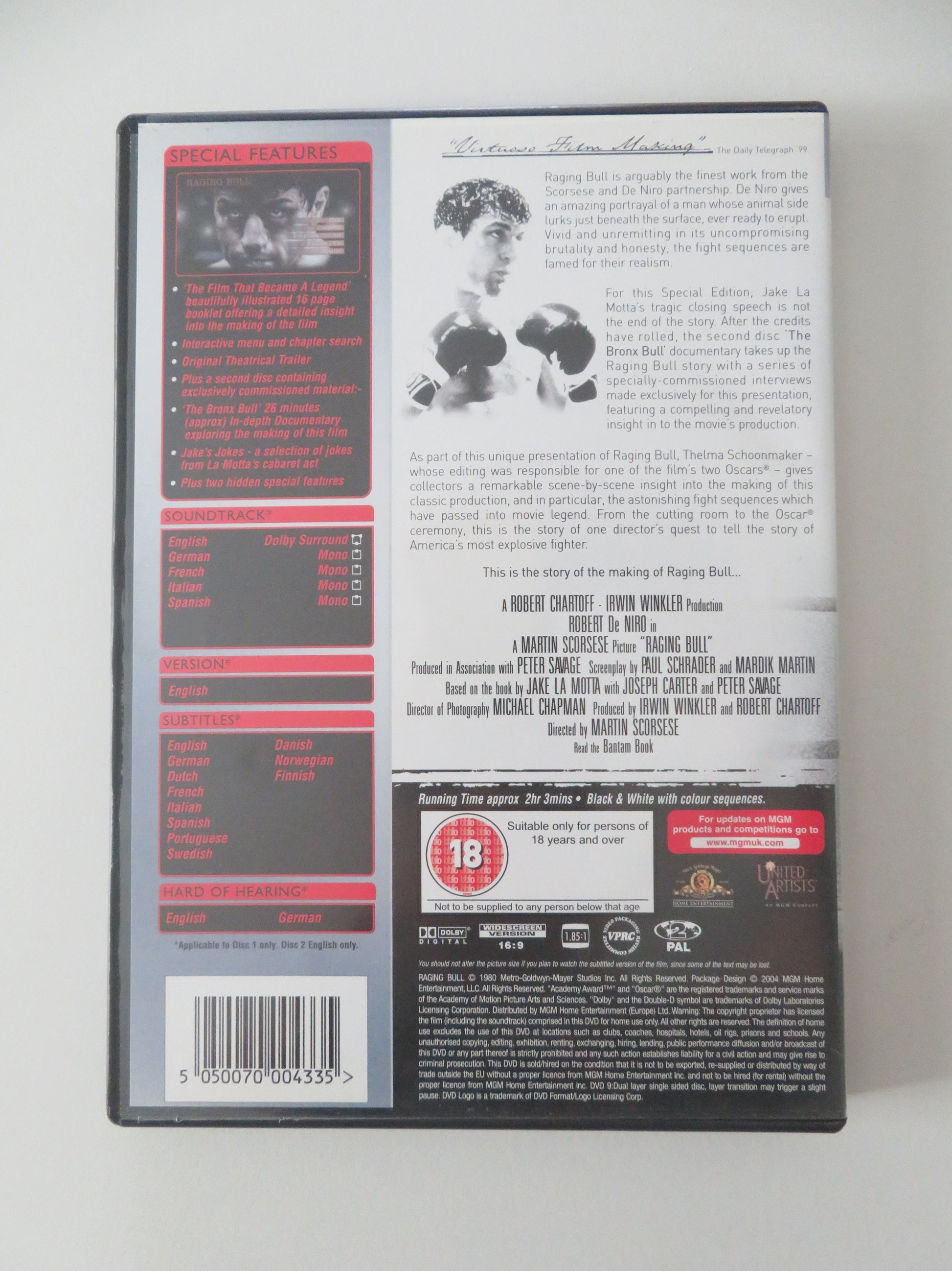 Raging Bull - Special Edition (DVD) Robert De Niro Joe Pesci 1980 Region 2 Movie posters