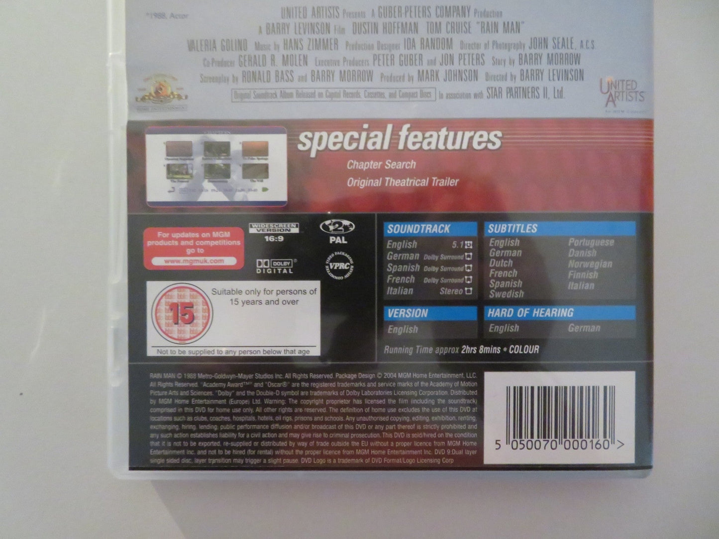 RAIN MAN - B (DVD) TOM CRUISE DUSTIN HOFFMAN 1988 REGION 2 Movie posters