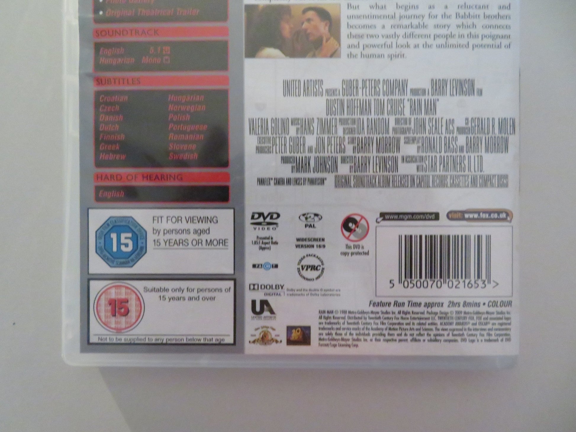 RAIN MAN - SPECIAL EDITION (DVD) TOM CRUISE DUSTIN HOFFMAN 1988 REGION 2 Movie posters