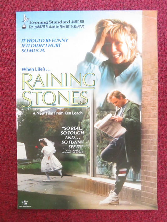 RAINING STONES VHS VIDEO POSTER KEN LOACH BRUCE JONES RICKY TOMLINSON 1993 Rendezvous Cinema Movie posters