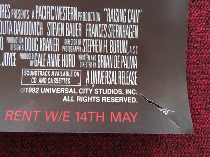 RAISING CAIN VHS VIDEO POSTER JOHN LITHGOW LOLITA DAVIDOVICH 1992 Rendezvous Cinema Movie posters