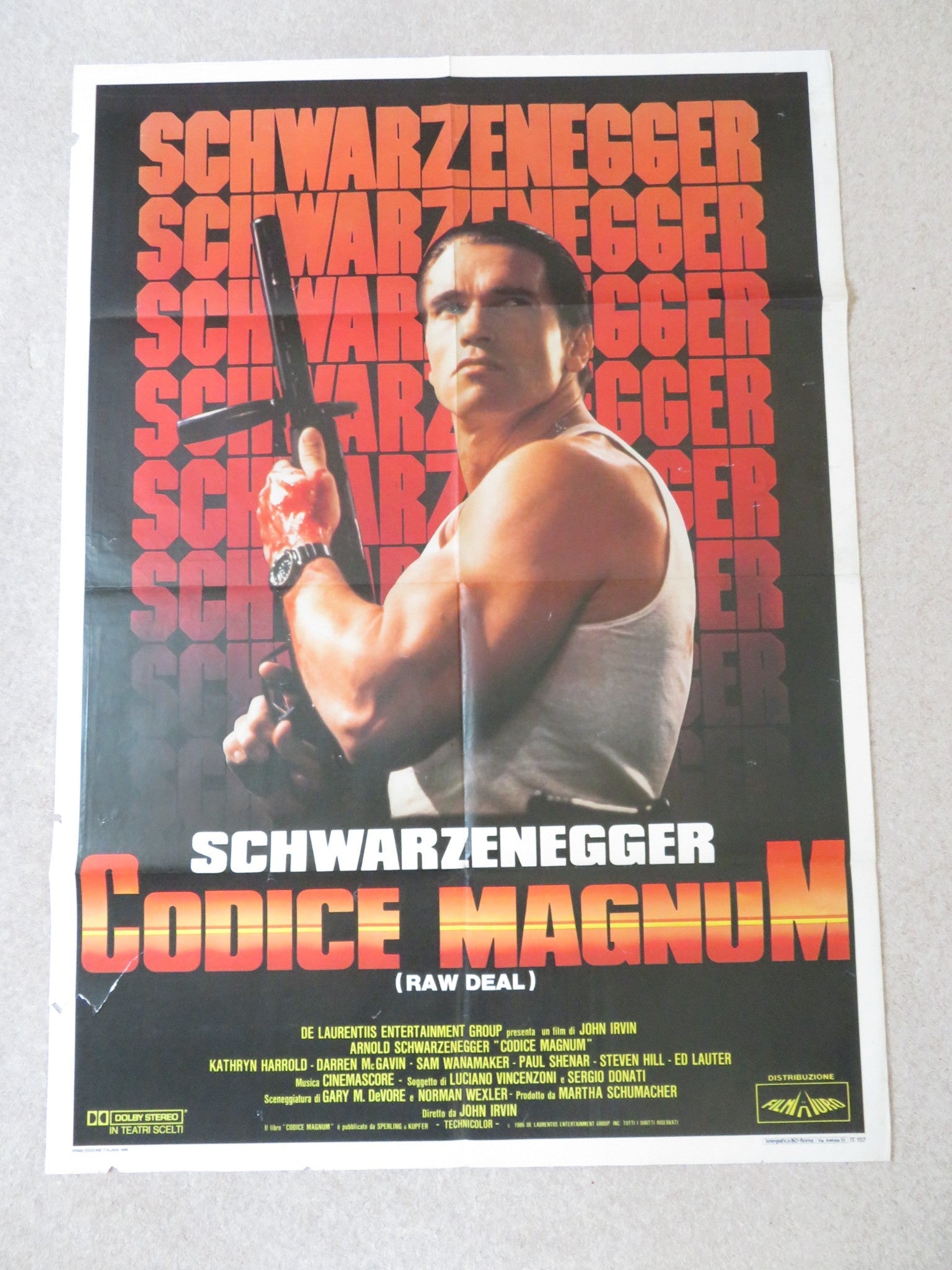 RAW DEAL ITALIAN 2 FOGLIO POSTER ARNOLD SWARZENEGGER ROBERT DAVI 1986 Rendezvous Cinema Movie posters