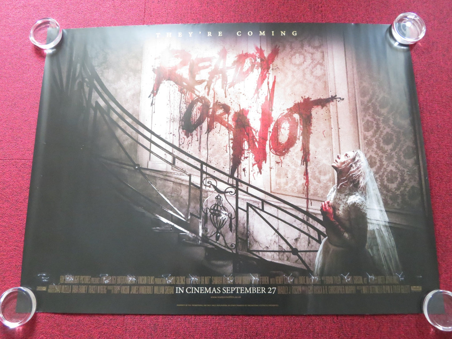 READY OR NOT UK QUAD ROLLED POSTER SAMARA WEAVING ADAM BRODY 2019 Rendezvous Cinema Movie posters
