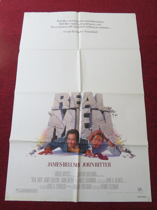 REAL MEN FOLDED US ONE SHEET POSTER JAMES BELUSHI JOHN RITTER 1987 Rendezvous Cinema Movie posters