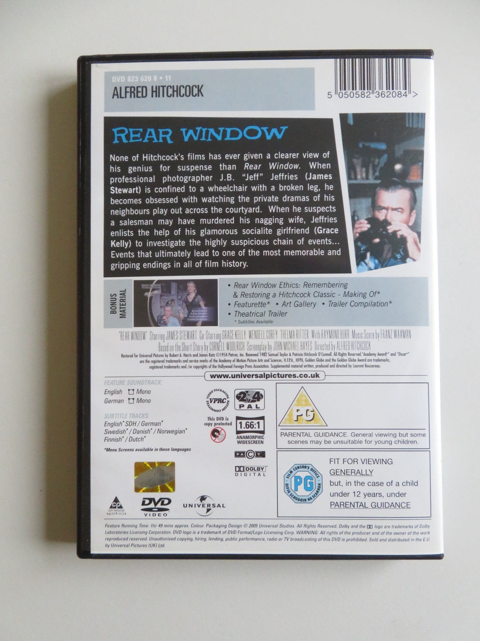 REAR WINDOW (DVD) JAMES STEWART GRACE KELLY 1954 REGION 2, 4 Movie posters