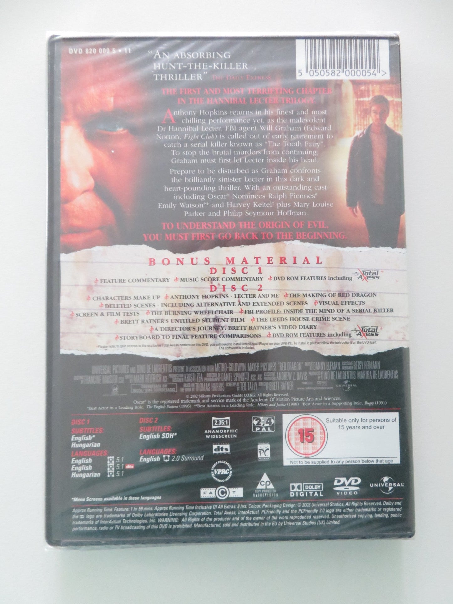 Red Dragon - 2 Disc Edition (DVD) Anthony Hopkins Edward Norton 2002 Region 2, 4 Movie posters