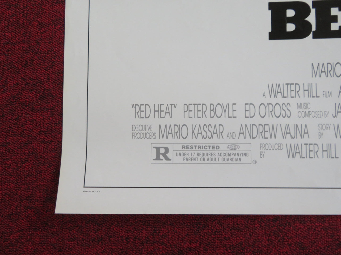 RED HEAT FOLDED US ONE SHEET POSTER SCHWARZENEGGER BELUSHI 1988 Rendezvous Cinema Movie posters