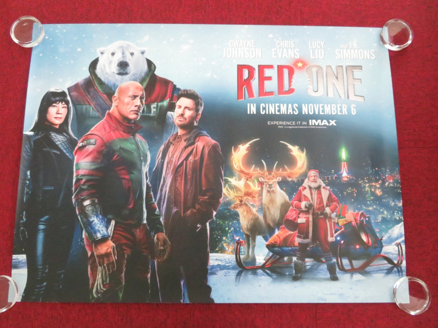 RED ONE UK QUAD ROLLED POSTER DWAYNE JOHNSON CHRIS EVANS 2024 Movie posters