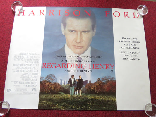 REGARDING HENRY UK QUAD ROLLED POSTER HARRISON FORD ANNETTE BENING 1991 Rendezvous Cinema Movie posters
